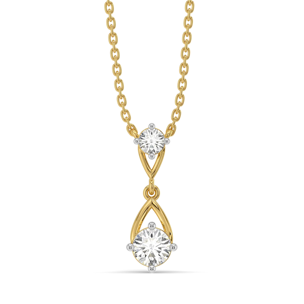Double Drop – Pure Gold Lab Diamond Pendant and Drop Earrings Set