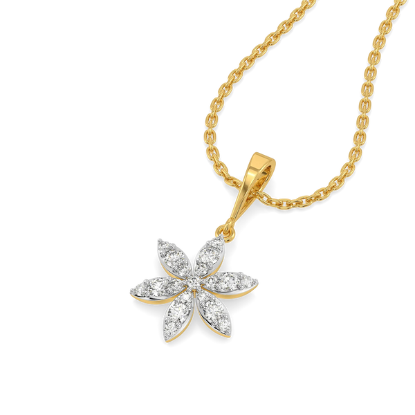Diamond Bloom - Pure Gold Lab Diamond Floral Pendant and Earrings Set
