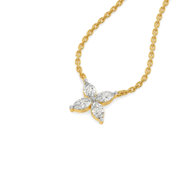Marquise Petal - Pure Gold Lab Diamond Marquise Pendant and Earrings Set