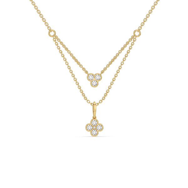 Clover Layer – Pure Gold Lab Diamond Layered Clover Necklace