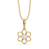 Open Petal Pure Gold Lab Diamond Floral Solitaire Pendant - Front View
