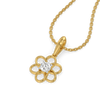 Open Petal Pure Gold Lab Diamond Floral Solitaire Pendant - Perspective View