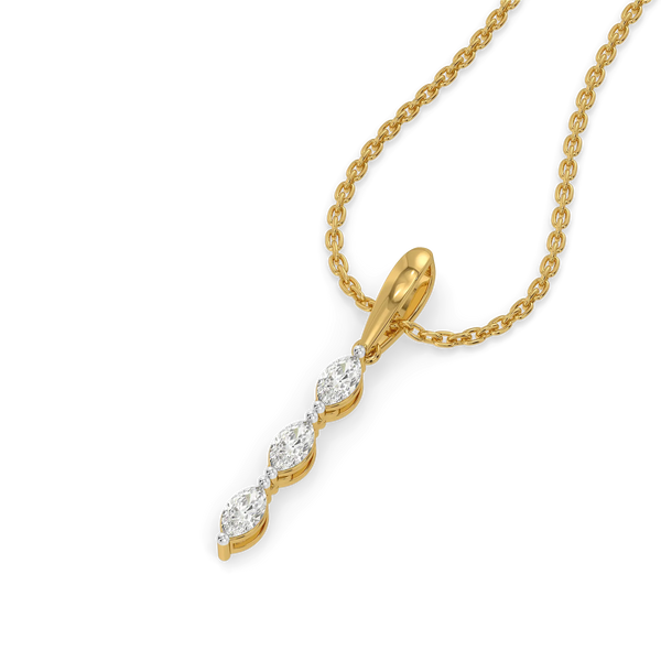 Triple Marquise Drop Pure Gold Lab Diamond Marquise Drop Pendant - Perspective View