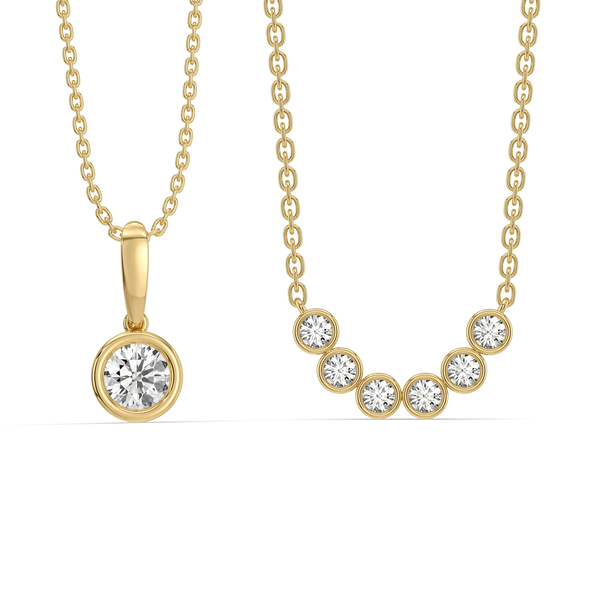 Bezel Duo – Pure Gold Lab Diamond Pendant and Necklace Set