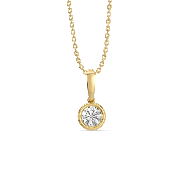 Bezel Duo Pure Gold Lab Diamond Pendant and Necklace Set - Front View 2