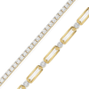Tennis and Link Pure Gold Lab Diamond Stack Bracelet Set - Perspective View