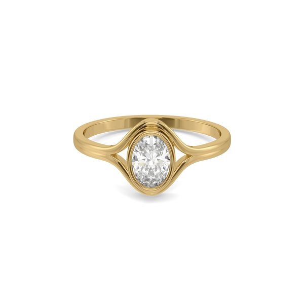 Oval Bezel Lab Grown Diamond Ring - Front View