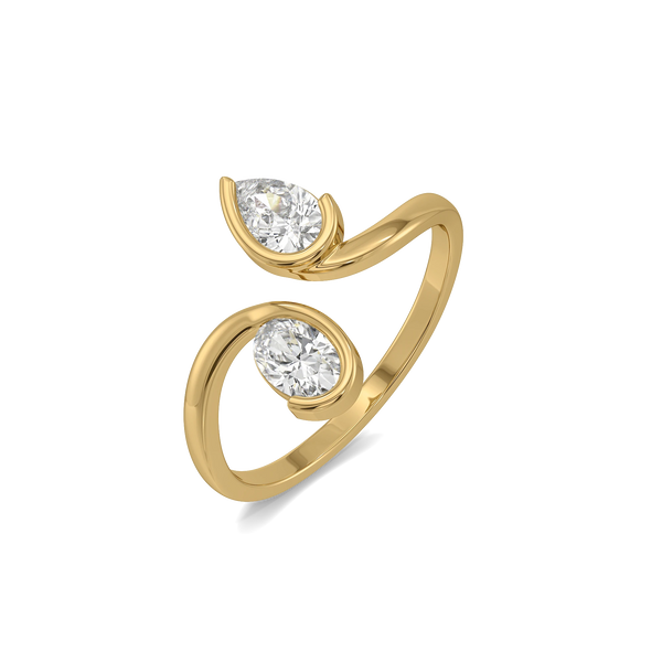 Toi et Moi Pear & Oval Ring - Perspective View