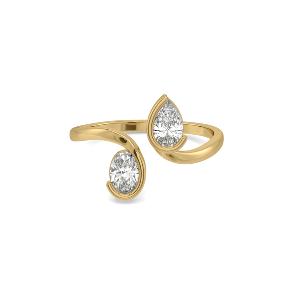 Toi et Moi Pear & Oval Ring - Front View