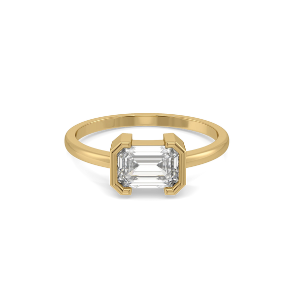 Emerald Cut Lab Grown Diamond Solitaire Ring - Front View