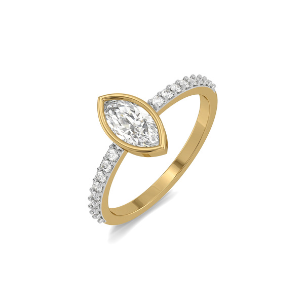 Marquise Bezel Lab Grown Diamond Ring - Perspective View