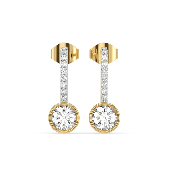 Round Curves Drop Lab Grown Diamond Earrings - Front View