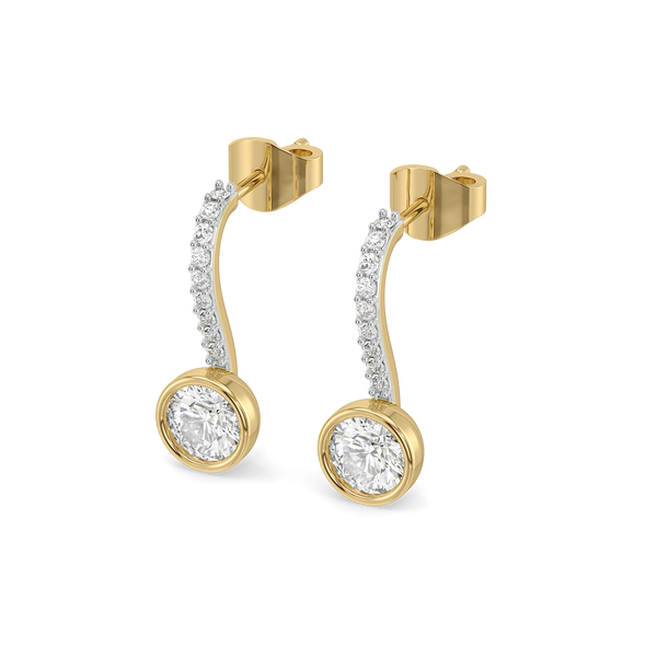 Round Curves Drop Lab Grown Diamond Earrings - Perspective View