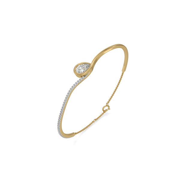 Pear Hugged Lab Grown Diamond Bangle - Perspective View