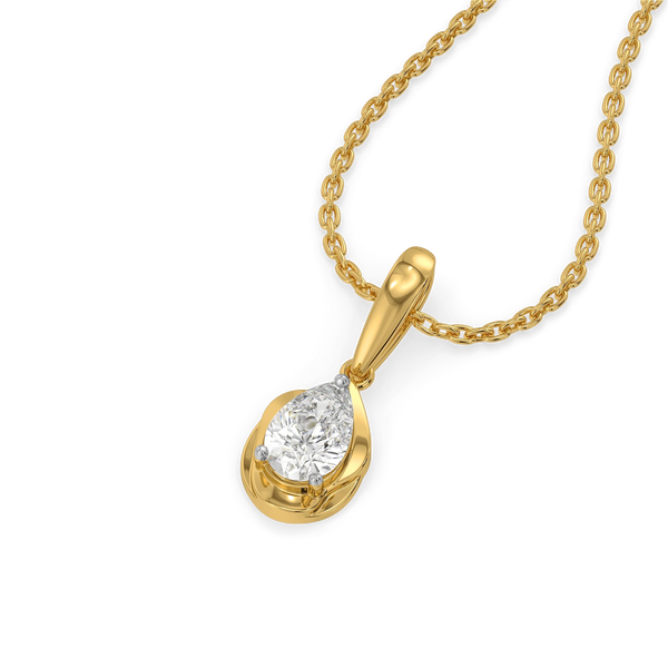 Pear Petals Lab Grown Diamond Pendant - Perspective View
