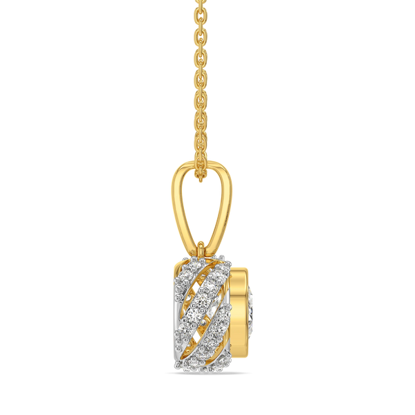 Twisted Round Halo Lab Grown Diamond Pendant - side View