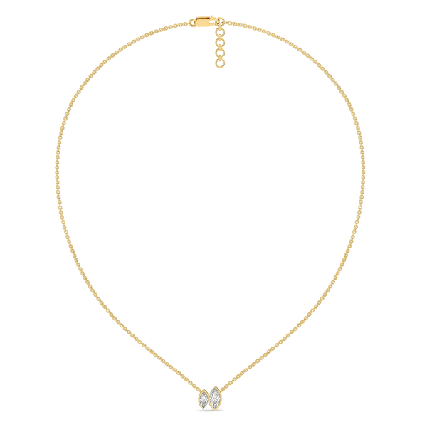 Twin Marquise Bezel Lab Grown Diamond Necklace - Full View