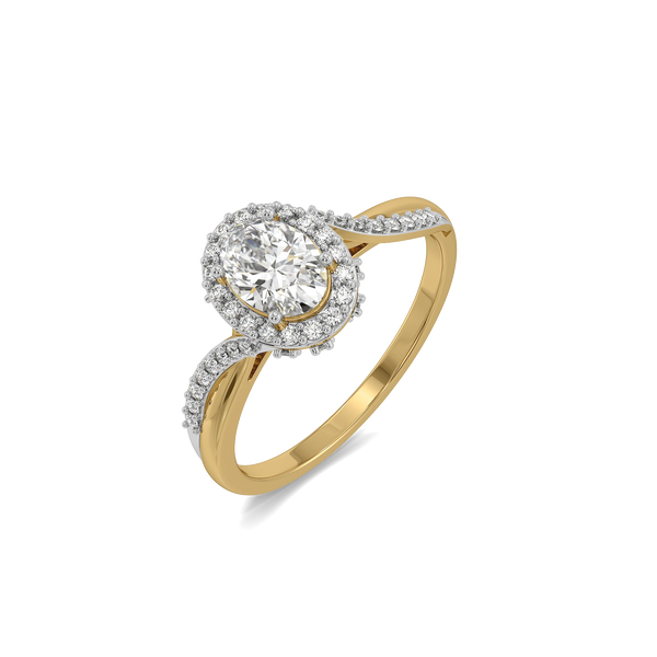 Oval Halo Lab Grown Diamond Ring - Perspective View