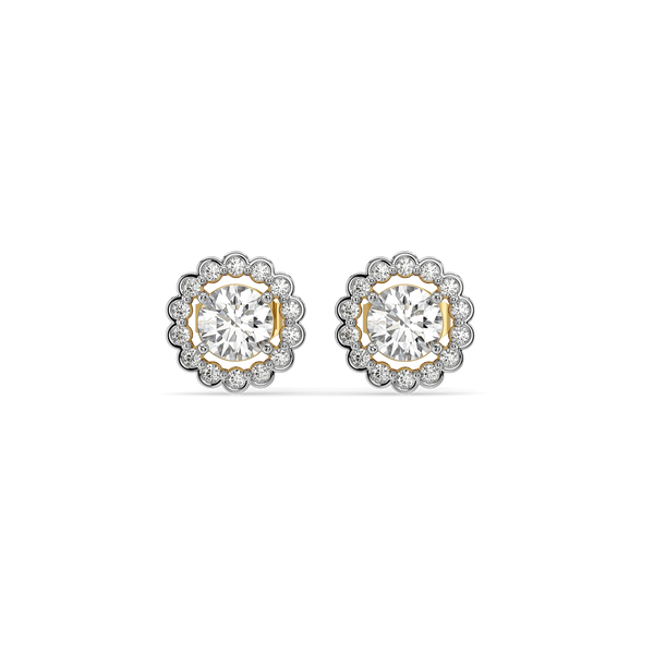 Scalloped Halo Lab Grown Diamond Earrings - Front View