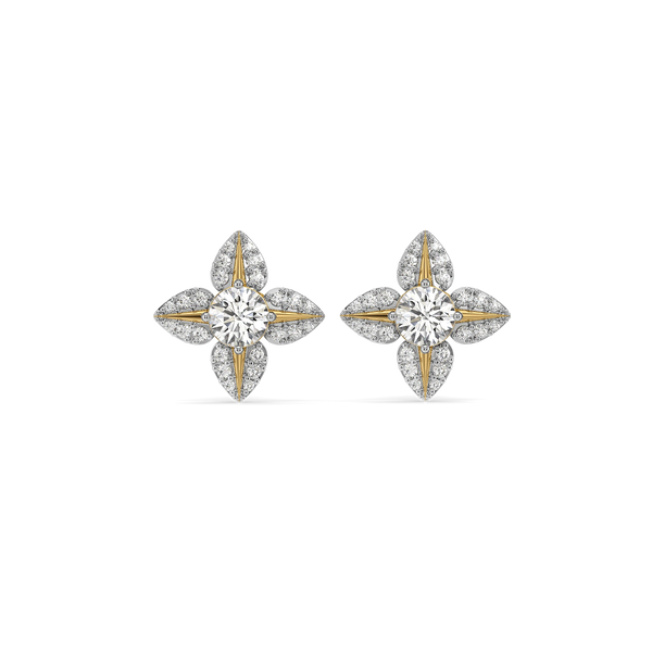 Leafy Petal Lab Grown Diamond Studs - Front View