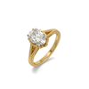 Oval Lotus Lab Grown Diamond Solitaire Ring - Perspective View