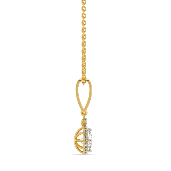 Round Solitaire Lab Grown Diamond Halo Pendant - Side View