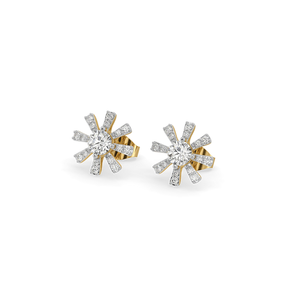 Starlit Cluster Lab Diamond Stud Earrings - Perspective View