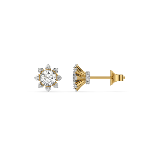 Star Bloom Lab Grown Diamond Earrings - Front & Side View