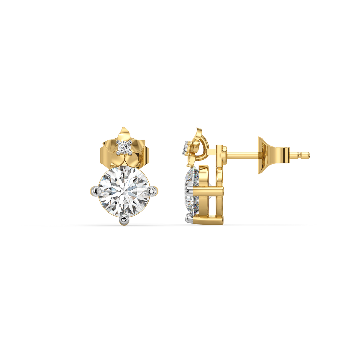 Floret Spark Studs - Pure Gold Lab Diamond Solitaire Earrings