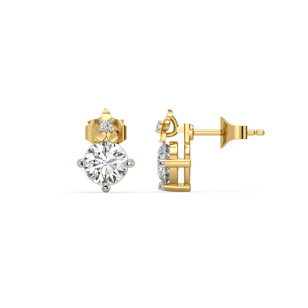 Lukson Floret Spark Pure 14k Gold Lab Grown Diamond Solitaire Earrings for Women