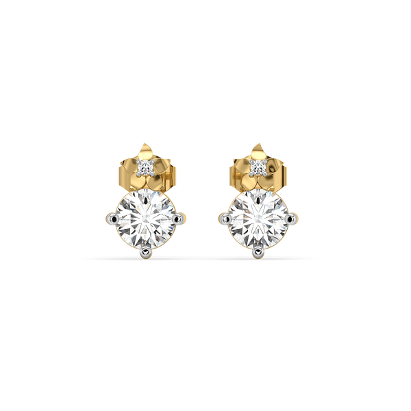 Floret Spark Pure 14k Gold Lab Grown Diamond Solitaire Earrings -Lukson