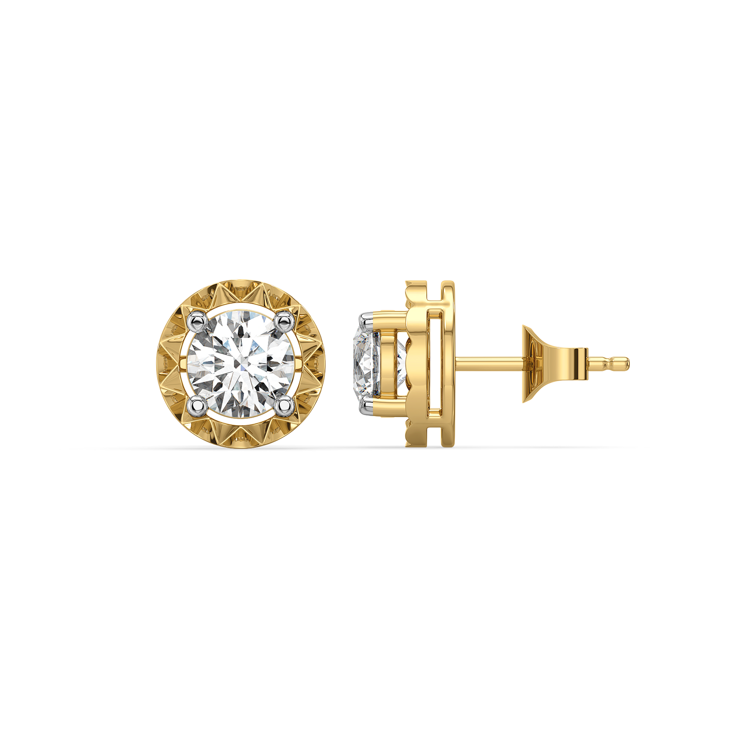 Solitaire Shine - Pure Gold Lab Diamond Stud Earrings