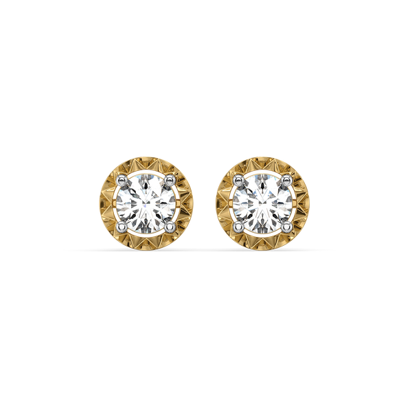 Solitaire Shine 14K Gold Lab Diamond Stud Earrings for Women | Lukson