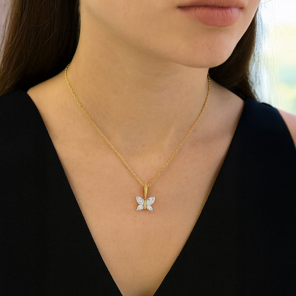 Fluttered Grace - Pure Gold Lab Diamond Pendant
