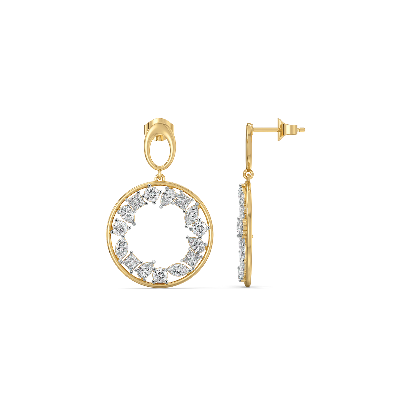 Symphony of Shapes Drop - Pure Gold Lab Diamond Earrings