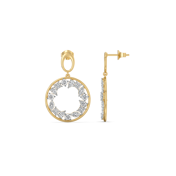 Symphony of Shapes 14K Gold Lab Diamond Drop Earrings | Lukson