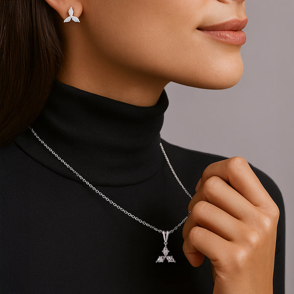Marquise Triad - Pure Gold Lab Diamond Pendant