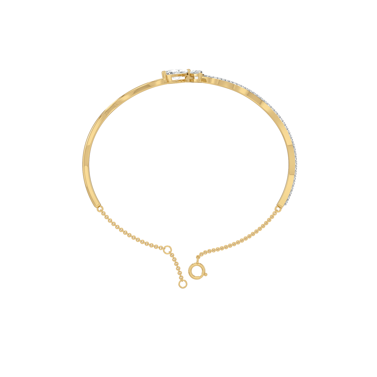 Marquise Drama - Pure Gold Lab Diamond Bangle