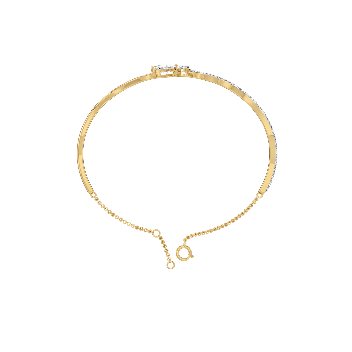Marquise Drama - Pure Gold Lab Diamond Bangle