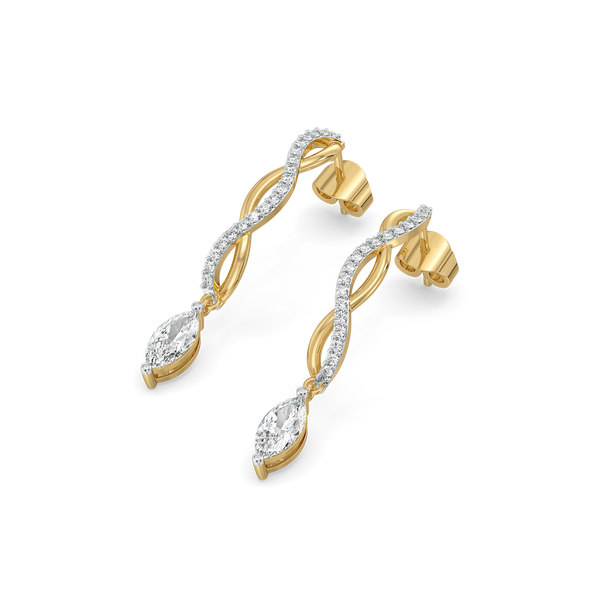 Lukson Marquise Drama Pure Gold Lab Grown Diamond Earrings