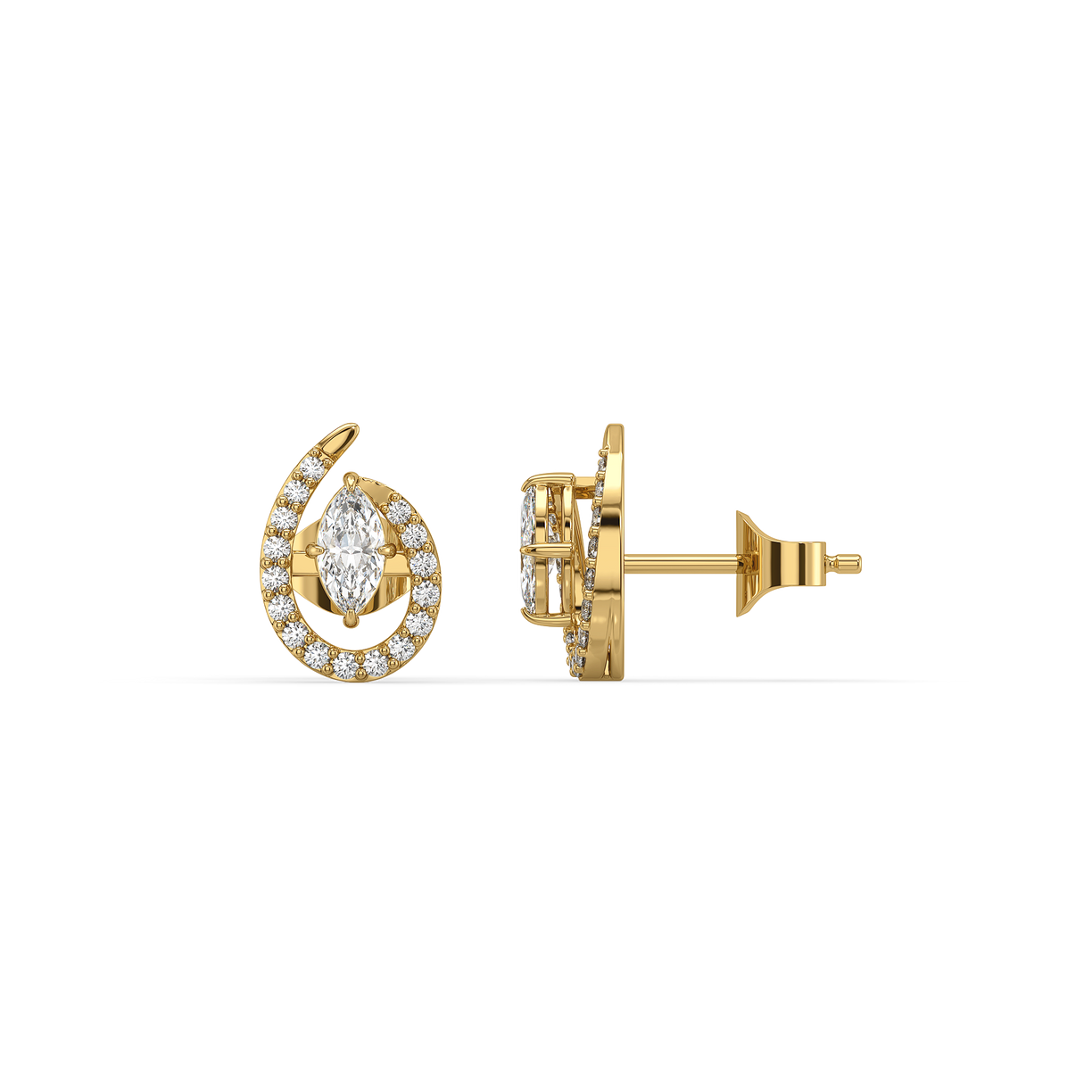 Queen in Marquise Studs - Pure Gold Lab Diamond Earrings