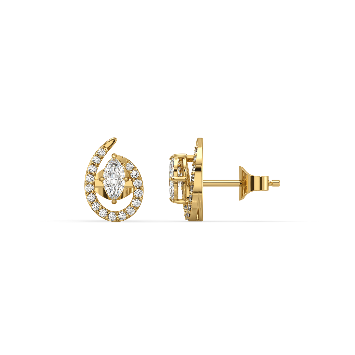 Queen in Marquise Studs - Pure Gold Lab Diamond Earrings