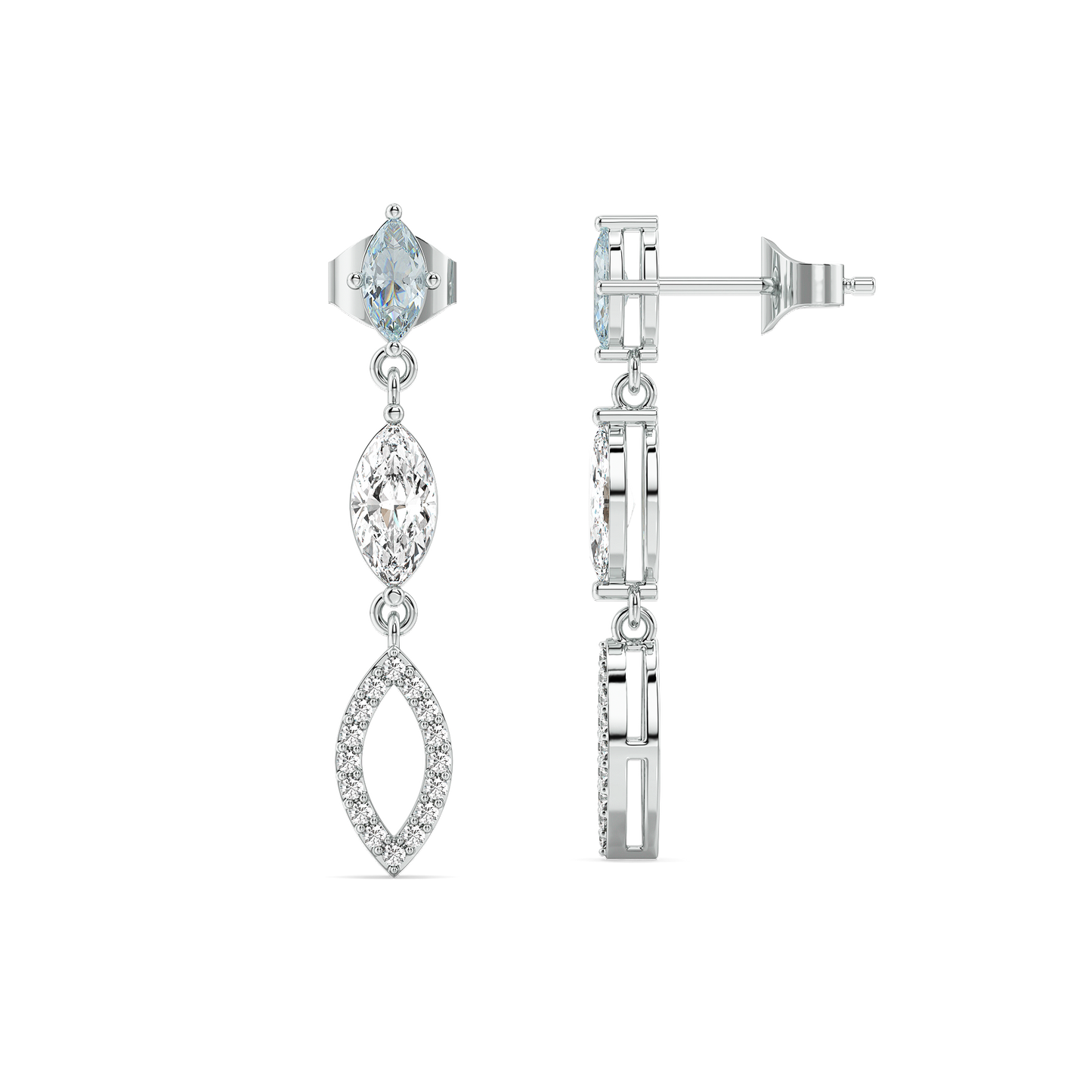 Marquise Mist Drops - Pure Gold Lab Diamond Earrings