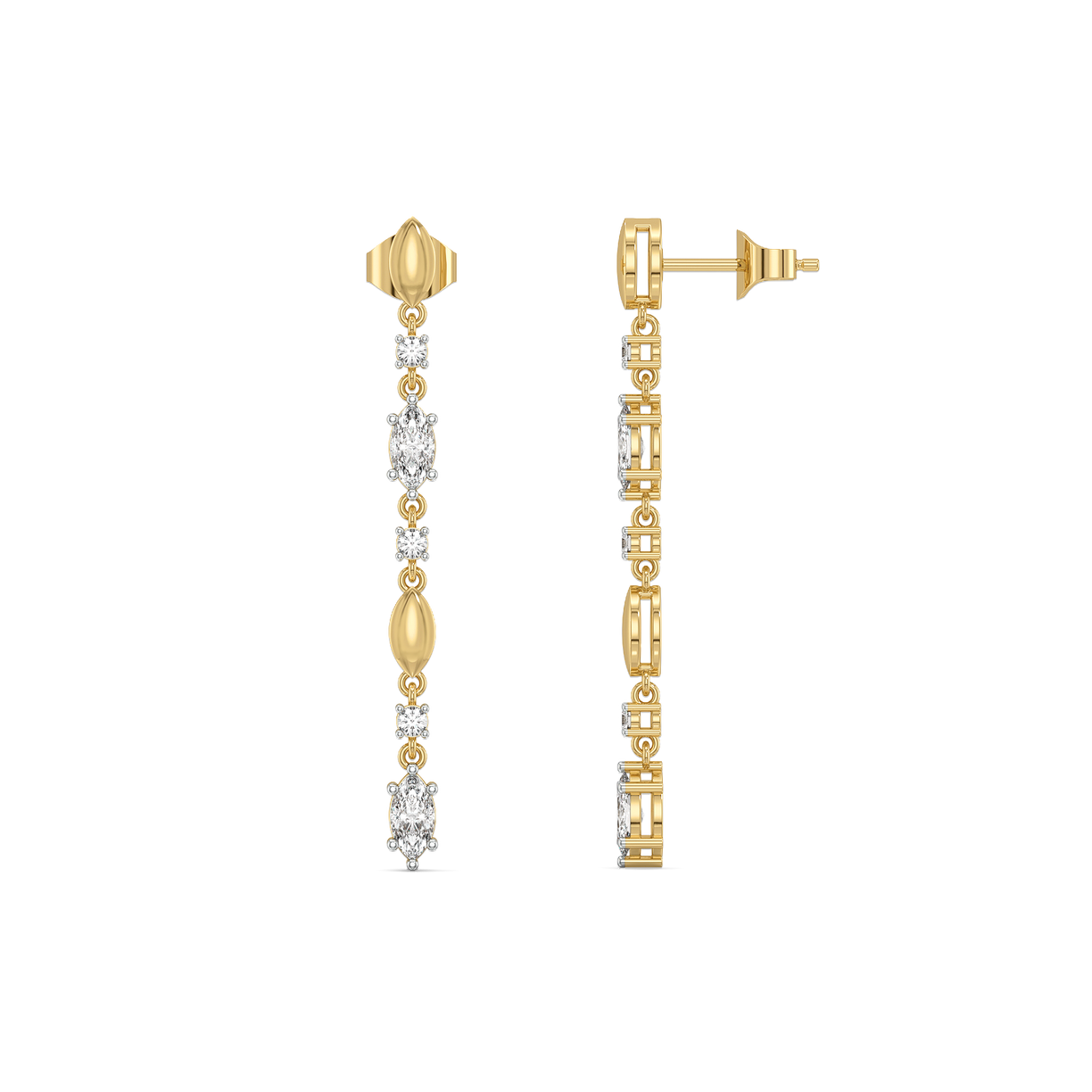 Draped in Marquise Drops - Pure Gold Lab Diamond Earrings