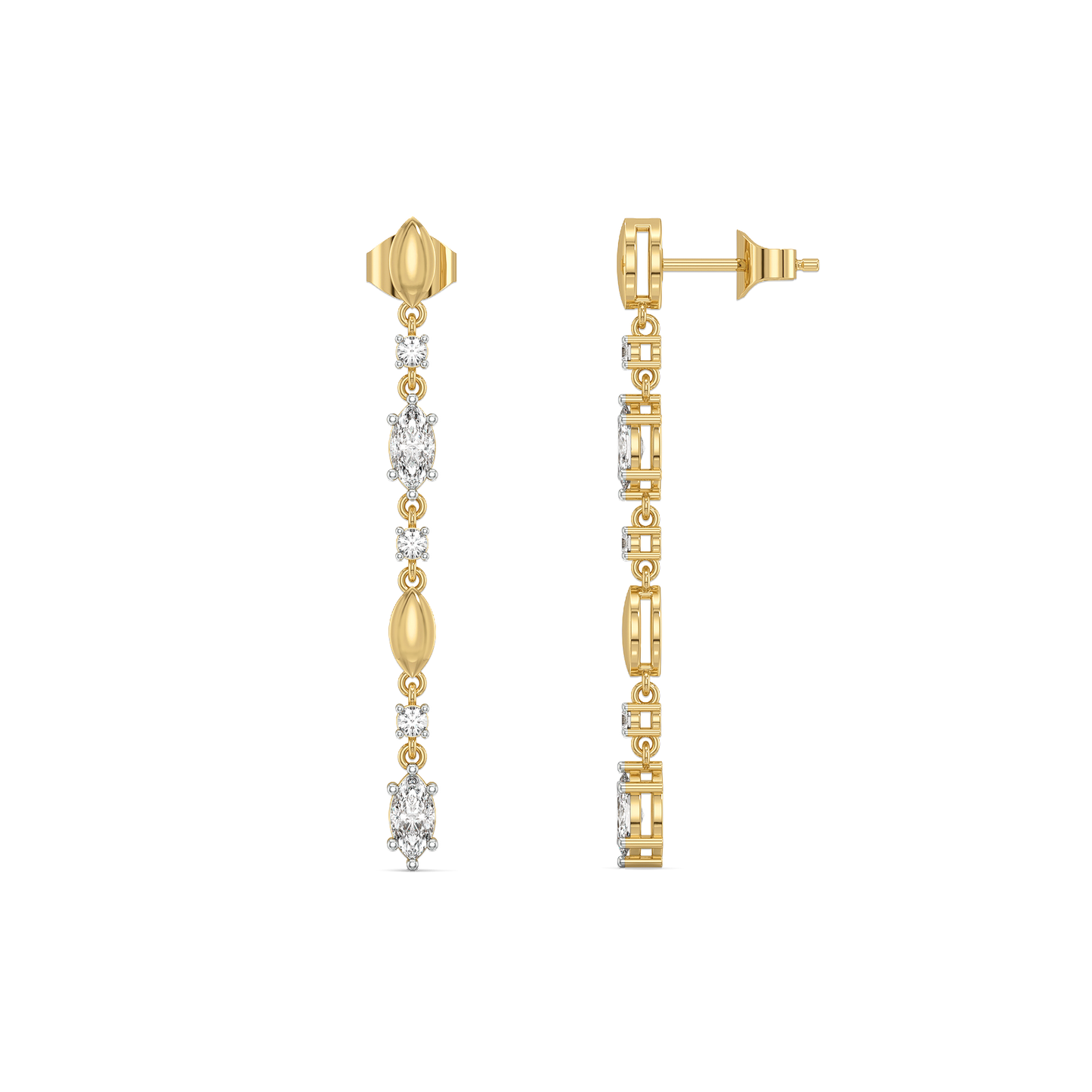 Draped in Marquise Drops - Pure Gold Lab Diamond Earrings