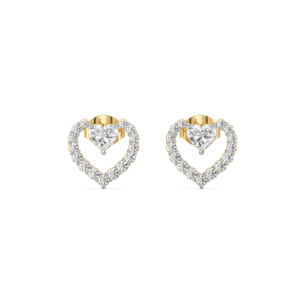 Twinkle Heart - Pure Gold Lab Diamond Stud Earrings