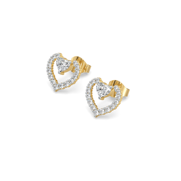 Twinkle Heart - Pure Gold Lab Diamond Stud Earrings