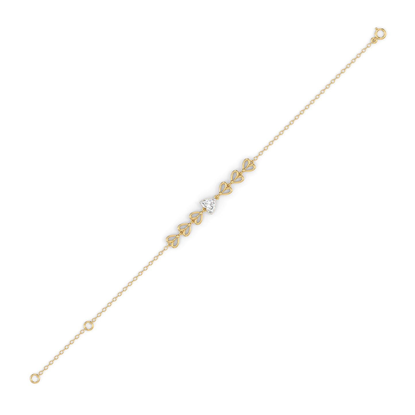 Little Bow Heart - Pure Gold Lab Diamond Bracelet