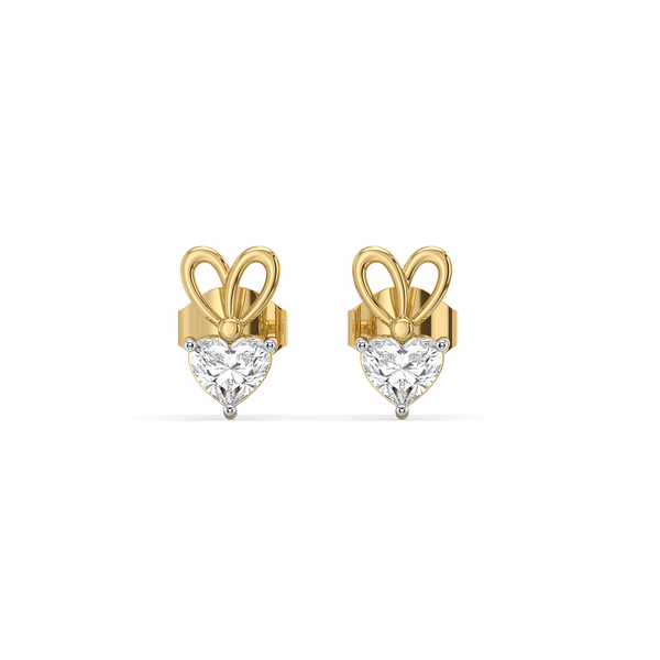 Little Heart Pure 14k Gold Lab Grown Diamond Earrings - Lukson