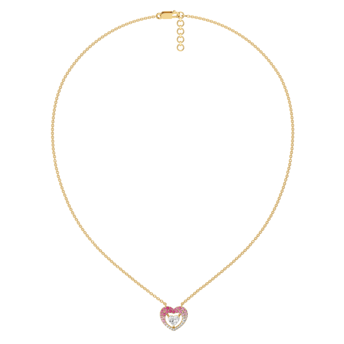 Rosé Heart - Pure Gold Lab Diamond Necklace